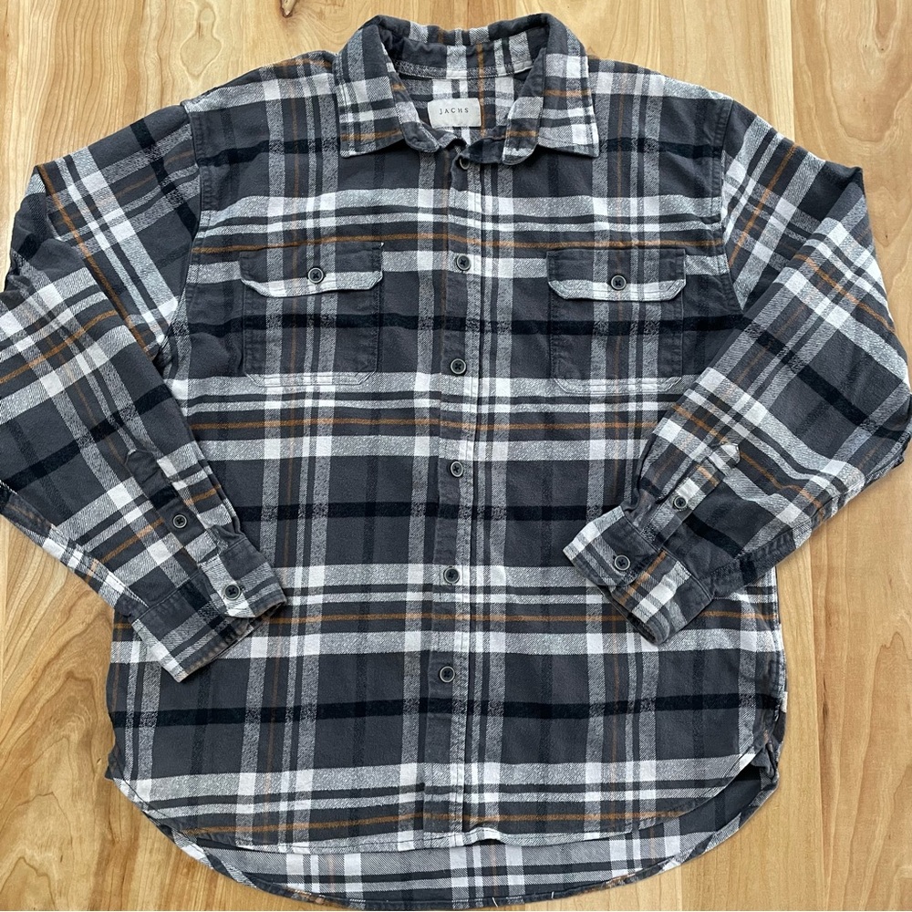 Jachs Heavyweight Gray and Mustard Plaid Flannel